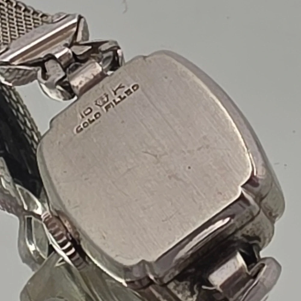Wittnauer Watch Womens Small Silver Good 10K Gold Filled Speidel Mesh Band
